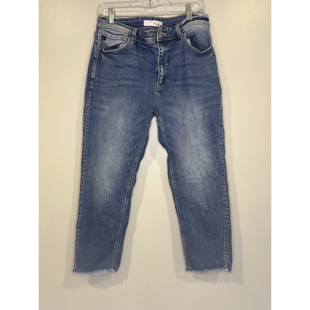 KanCan Women's Jeans 28 Distressed Denim Boho Indie Festival Straight Frayed Hem